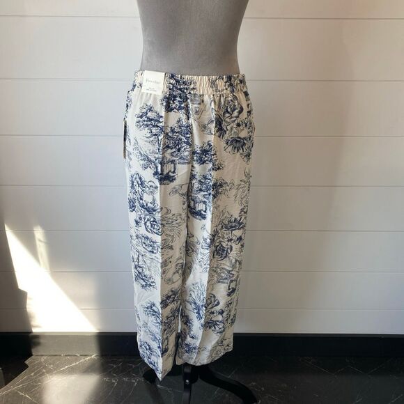 HAVER & BLAIR (NWT) Woven Wide Leg Pull On Crop Pants, BLU/WHT -  NWT - Picture 6 of 10